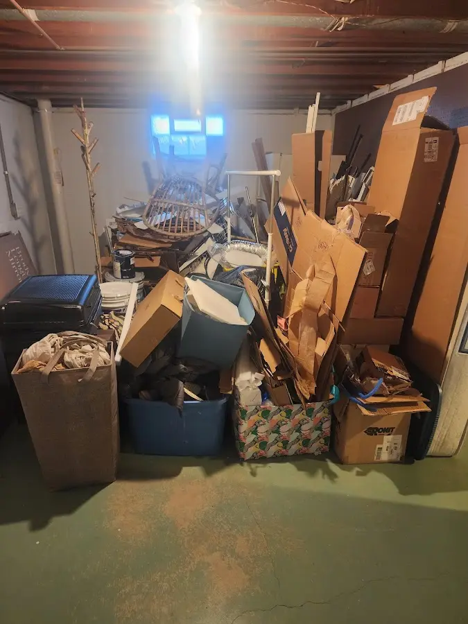 Roll-off dumpster container at job site for 6 Yard Dumpster Rental in Ambler